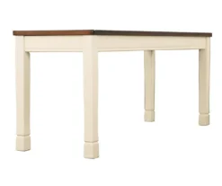 Whitesburg Cottage White & Brown Dining Room Bench -Walker Edison Shop 810363197 2