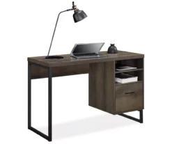 Distressed Brown Oak Desk -Walker Edison Shop 810369306 2