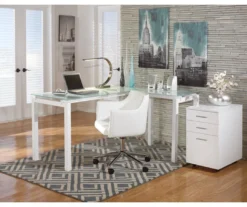 Baraga White L-Shaped Corner Desk -Walker Edison Shop 810389269 1