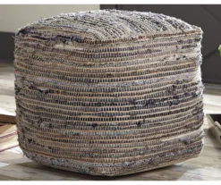 Absalom Natural Chenille Pouf -Walker Edison Shop 810389289 3