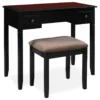 Shirley Black Cherry Mirror Vanity Set With Stool