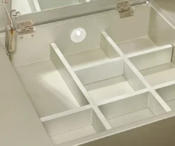 Kelly Silver Rounded Mirror Vanity Set With Stool -Walker Edison Shop 810389505 5