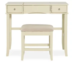 Caroline Cream Mirror Vanity Set With Stool -Walker Edison Shop 810389506 2