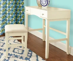 Caroline Cream Mirror Vanity Set With Stool -Walker Edison Shop 810389506 6