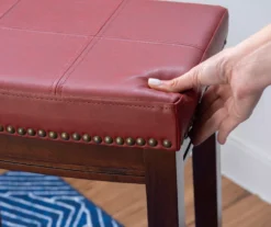 30" Brooke Red Saddle Barstool -Walker Edison Shop 810389513 3