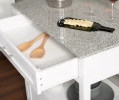 White Double Door Kitchen Cart With Granite Top -Walker Edison Shop 810389516 3