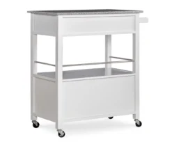 White Double Door Kitchen Cart With Granite Top -Walker Edison Shop 810389516 4