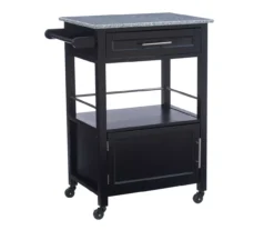 Ree Black Granite Top Kitchen Cart With Storage -Walker Edison Shop 810389519 A0 1