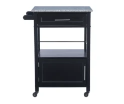 Ree Black Granite Top Kitchen Cart With Storage -Walker Edison Shop 810389519 A0 2
