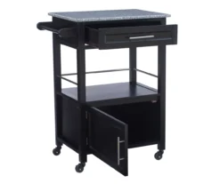 Ree Black Granite Top Kitchen Cart With Storage -Walker Edison Shop 810389519 A0 3
