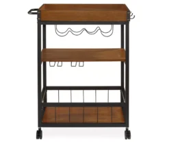 Luke Industrial Kitchen Cart With Wine Storage -Walker Edison Shop 810389531 2