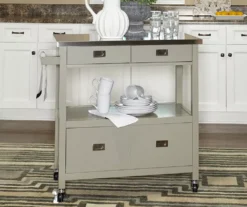 Gray Steel Top Kitchen Cart With Drawers -Walker Edison Shop 810389532 3