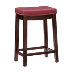 24" Brooke Red Saddle Counter Stool