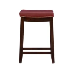 24" Brooke Red Saddle Counter Stool -Walker Edison Shop 810389538 3