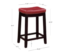 24" Brooke Red Saddle Counter Stool -Walker Edison Shop 810389538 A7