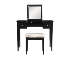 Black Butterfly Mirror Vanity Set With Stool 18 Black Butterfly Mirror Vanity Set With Stool -Walker Edison Shop 810389539 A0 2