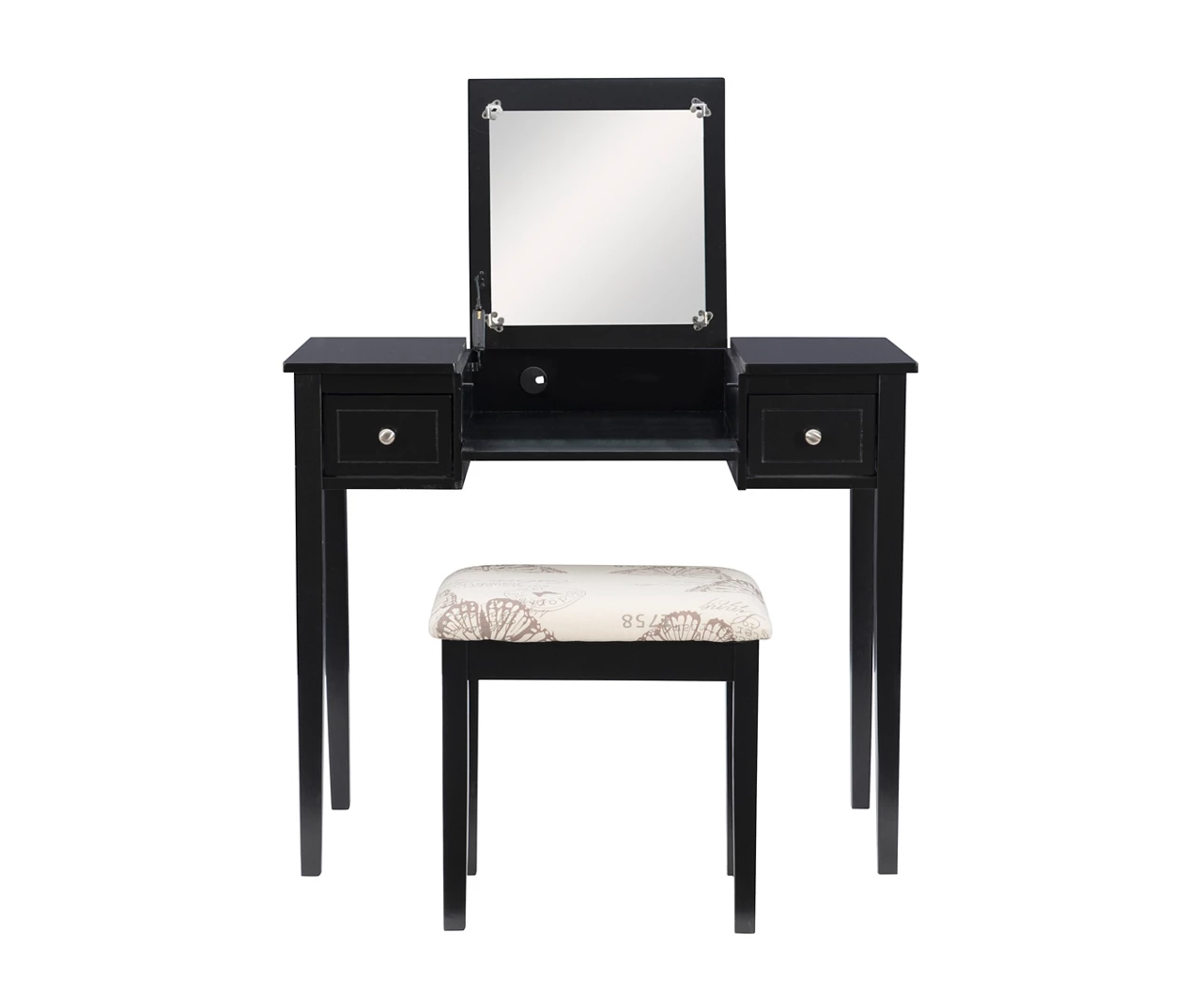 Black Butterfly Mirror Vanity Set With Stool 7 Black Butterfly Mirror Vanity Set With Stool - Image 7