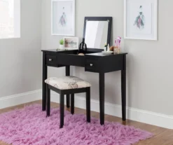 Black Butterfly Mirror Vanity Set With Stool 14 Black Butterfly Mirror Vanity Set With Stool -Walker Edison Shop 810389539 B0 1