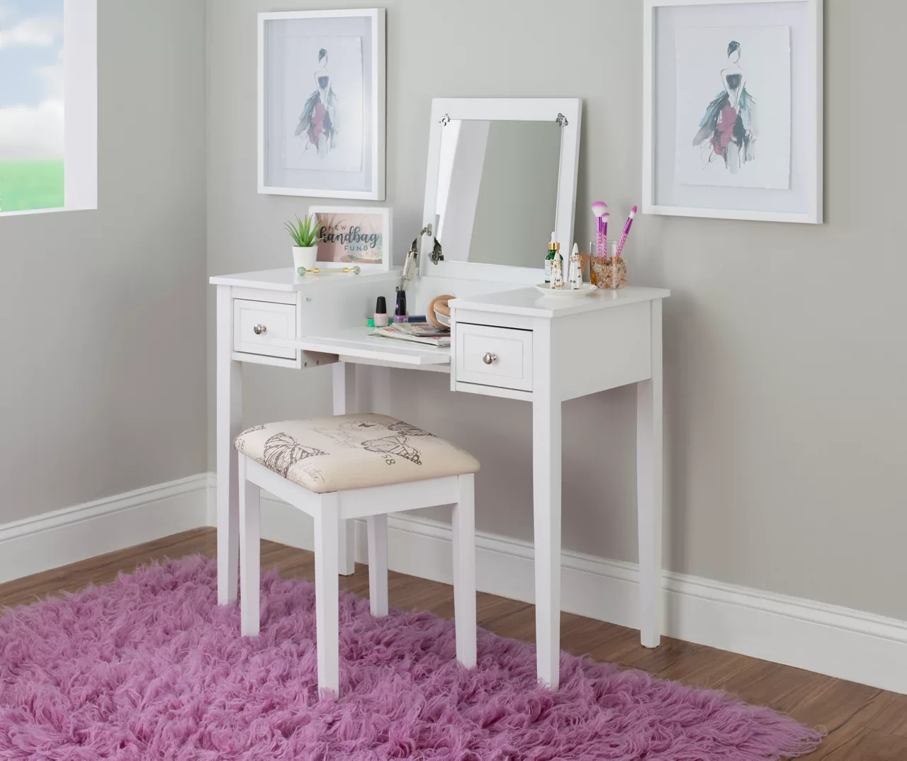 Butterfly Mirror Vanity Set With Stool 9 Butterfly Mirror Vanity Set With Stool - Image 9