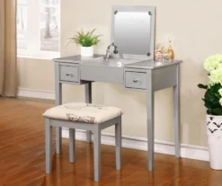 Butterfly Mirror Vanity Set With Stool 33 Butterfly Mirror Vanity Set With Stool -Walker Edison Shop 810389544 1