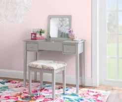 Butterfly Mirror Vanity Set With Stool 34 Butterfly Mirror Vanity Set With Stool -Walker Edison Shop 810389544 B0 2