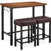 Luke Industrial 3-Piece Pub Table Set With Hooks