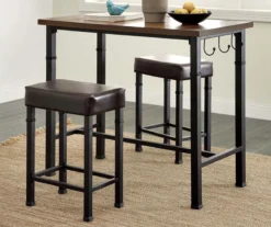 Luke Industrial 3-Piece Pub Table Set With Hooks -Walker Edison Shop 810389576 2