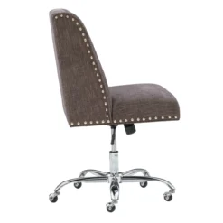Charcoal Gray Square Back Office Chair With Nailhead Trim -Walker Edison Shop 810389623 5