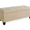 Erin Beige Padded Shoe Storage Ottoman