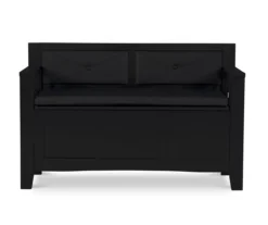 Black Padded Faux Leather Storage Bench -Walker Edison Shop 810389638 A0 2