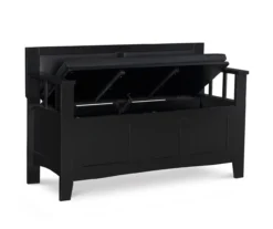 Black Padded Faux Leather Storage Bench -Walker Edison Shop 810389638 A0 3