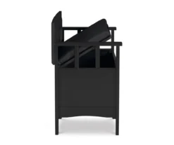 Black Padded Faux Leather Storage Bench -Walker Edison Shop 810389638 A3 2