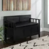 Black Padded Faux Leather Storage Bench