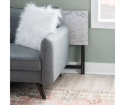 Davis White Faux Marble Tray Tables With Stand, 5-Piece Set -Walker Edison Shop 810389673 B0 6