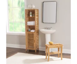 Pierce Bamboo 3-Shelf Tall Cabinet -Walker Edison Shop 810389688 B0 1
