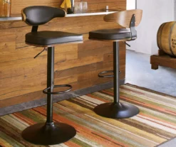 Bellatier Brown Low Back Adjustable Height Barstool -Walker Edison Shop 810409020 1