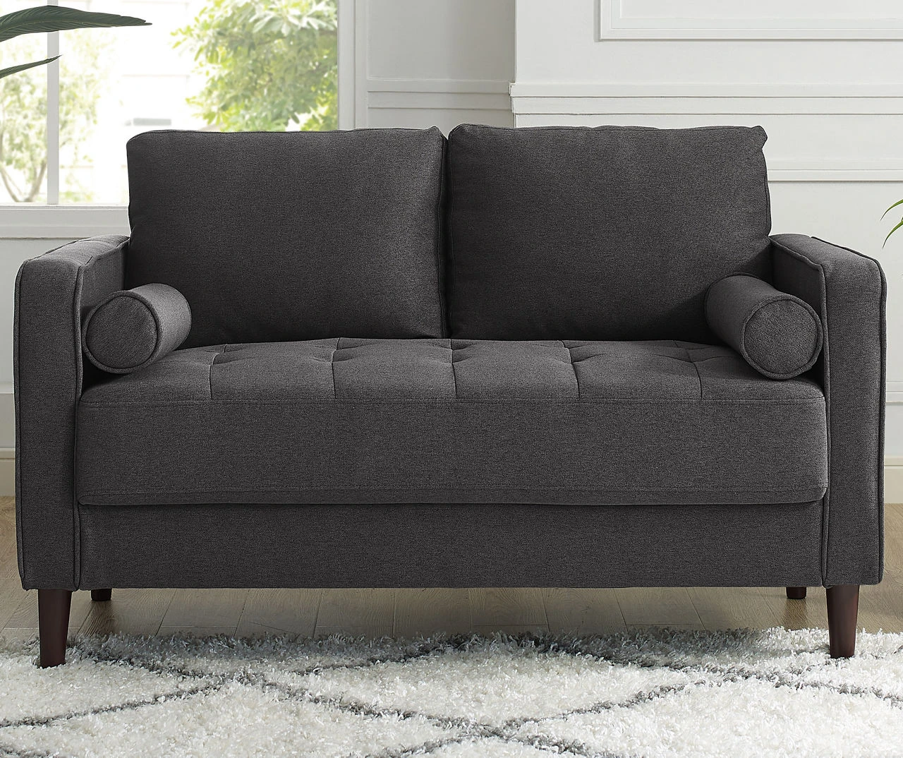 Lillith Dark Gray Mid-Century Loveseat 1 Lillith Dark Gray Mid-Century Loveseat