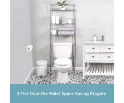 Polished Pewter Over-the-Toilet Space Saver 8 Polished Pewter Over-the-Toilet Space Saver -Walker Edison Shop 810418048 A0 4