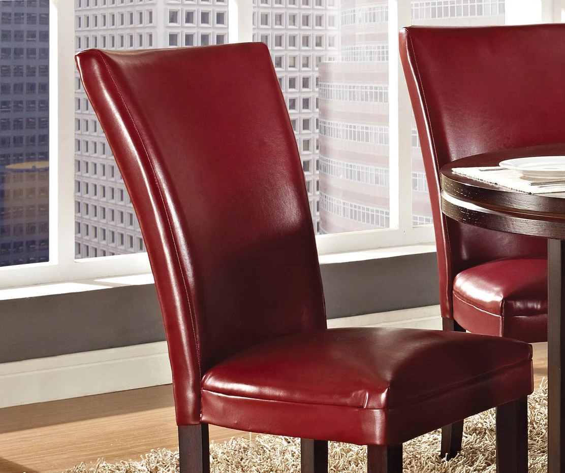 Hartford Red Faux Leather Parsons Dining Chairs, 2-Pack 2 Hartford Red Faux Leather Parsons Dining Chairs, 2-Pack - Image 2