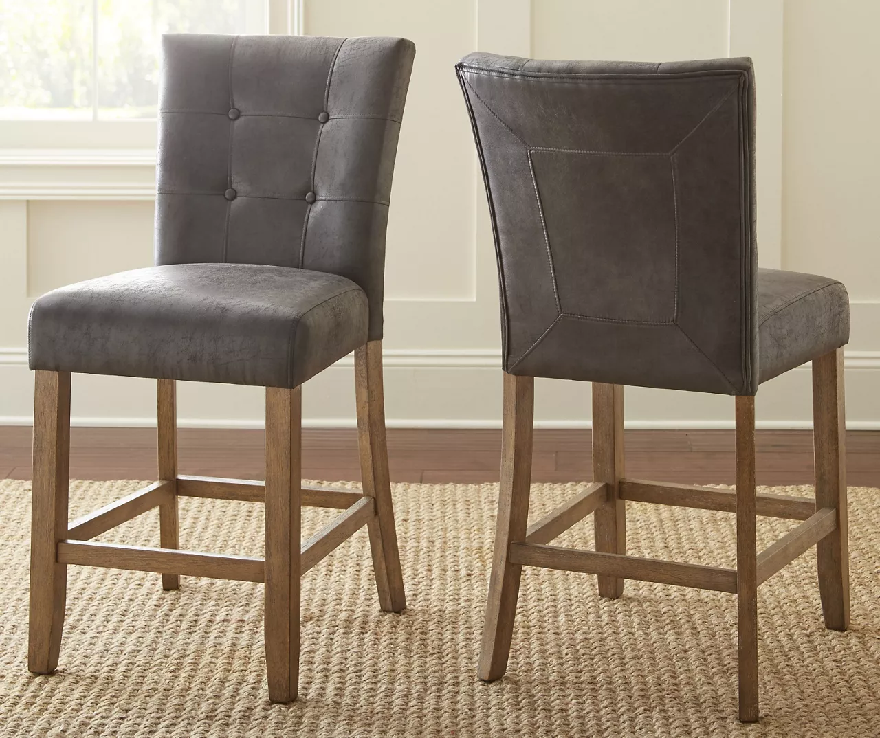 Debby Gray Upholstered Counter Chairs, 2-Pack 1 Debby Gray Upholstered Counter Chairs, 2-Pack