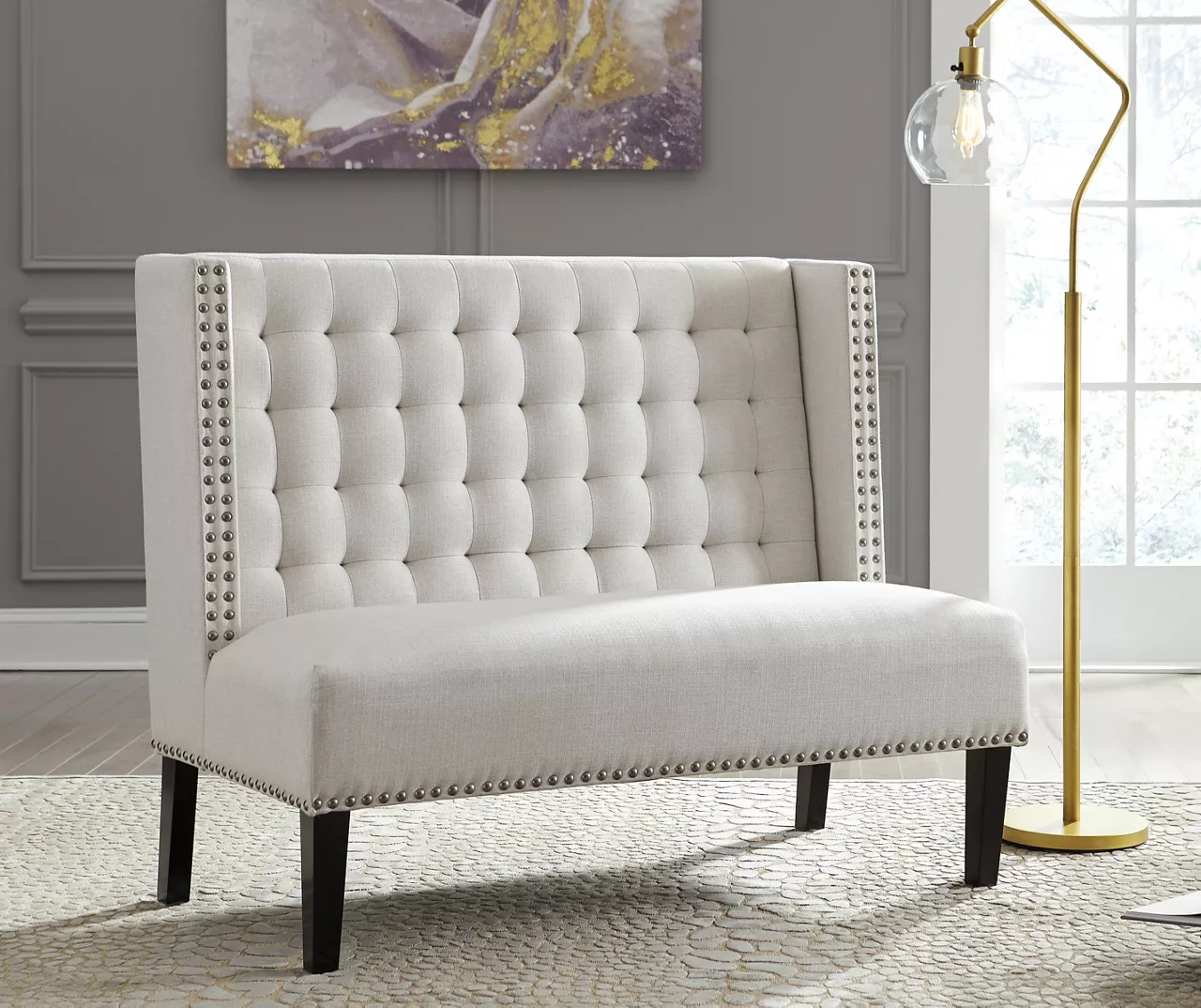 Beauland Ivory Wingback Accent Bench 1 Beauland Ivory Wingback Accent Bench