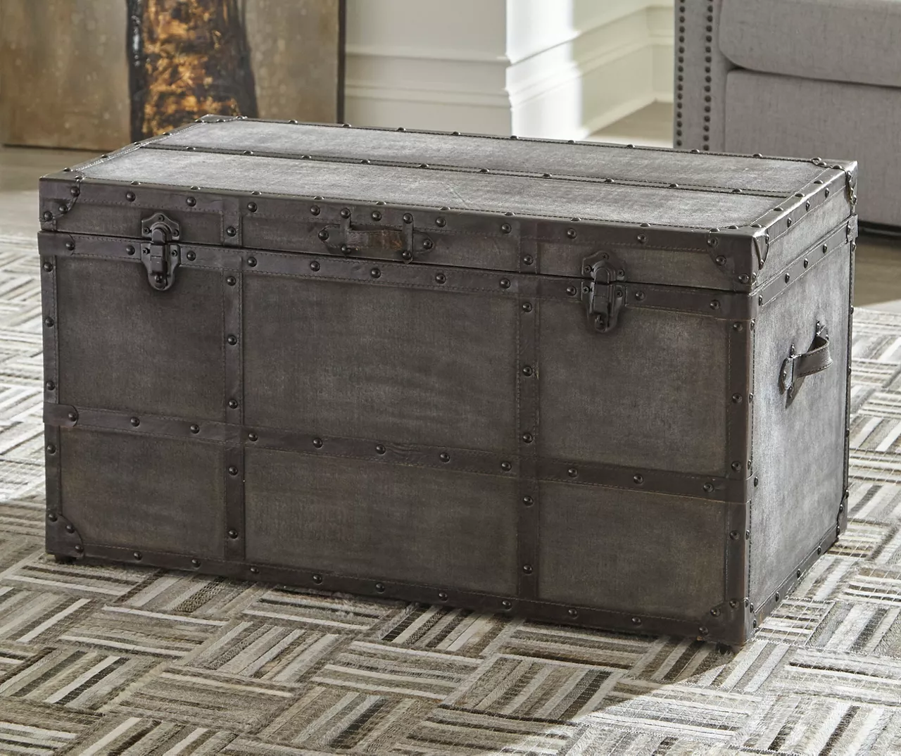 Amsel Gray Storage Trunk 2 Amsel Gray Storage Trunk - Image 2