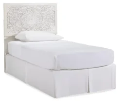 Paxberry Whitewash Carved Medallion Twin Headboard -Walker Edison Shop 810458222 2