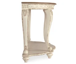 Realyn White & Brown Two-Tone Half-Circle Console Table -Walker Edison Shop 810458287 3