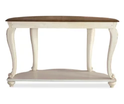 Realyn White & Brown Two-Tone Half-Circle Console Table -Walker Edison Shop 810458287 4