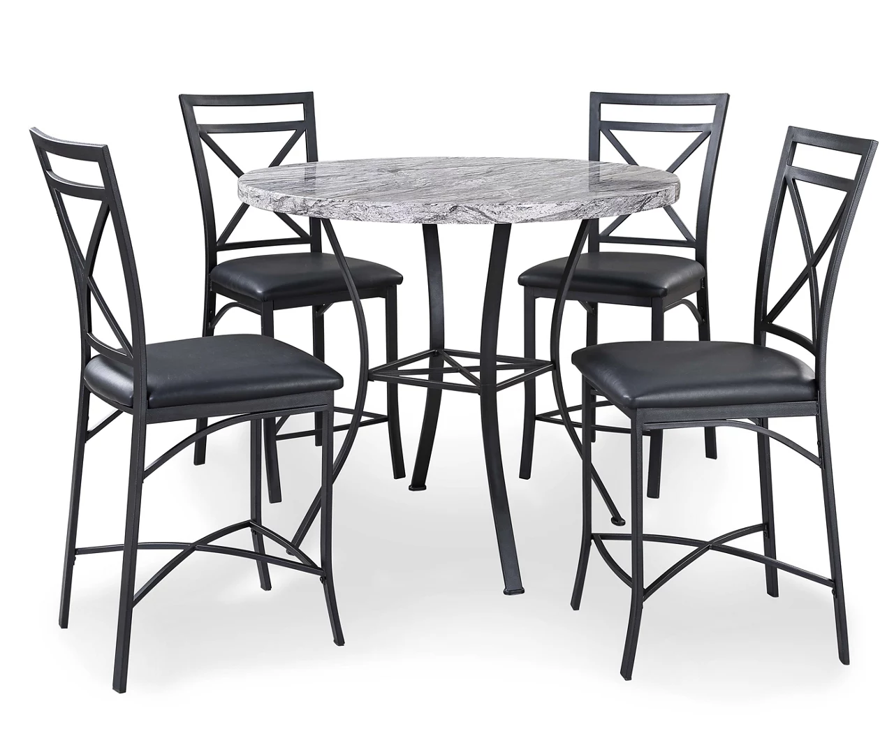 Faux Marble 5-Piece Pub Dining Set 1 Faux Marble 5-Piece Pub Dining Set