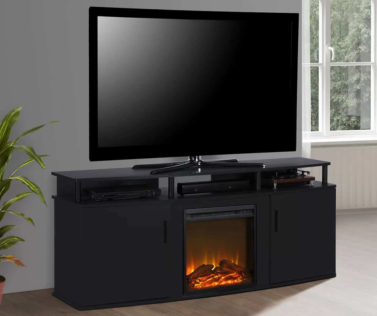 63" Bridgeport Black Electric Fireplace Console 2 63" Bridgeport Black Electric Fireplace Console - Image 2