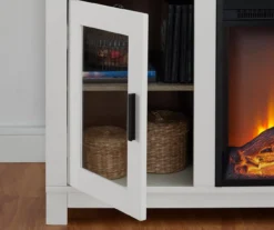 54" Bridgeport White Glass Door Electric Fireplace Console -Walker Edison Shop 810465026 5