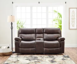 Wellsley Leather Power Reclining Console Loveseat -Walker Edison Shop 810469259 111