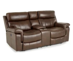 Wellsley Leather Power Reclining Console Loveseat -Walker Edison Shop 810469259 2